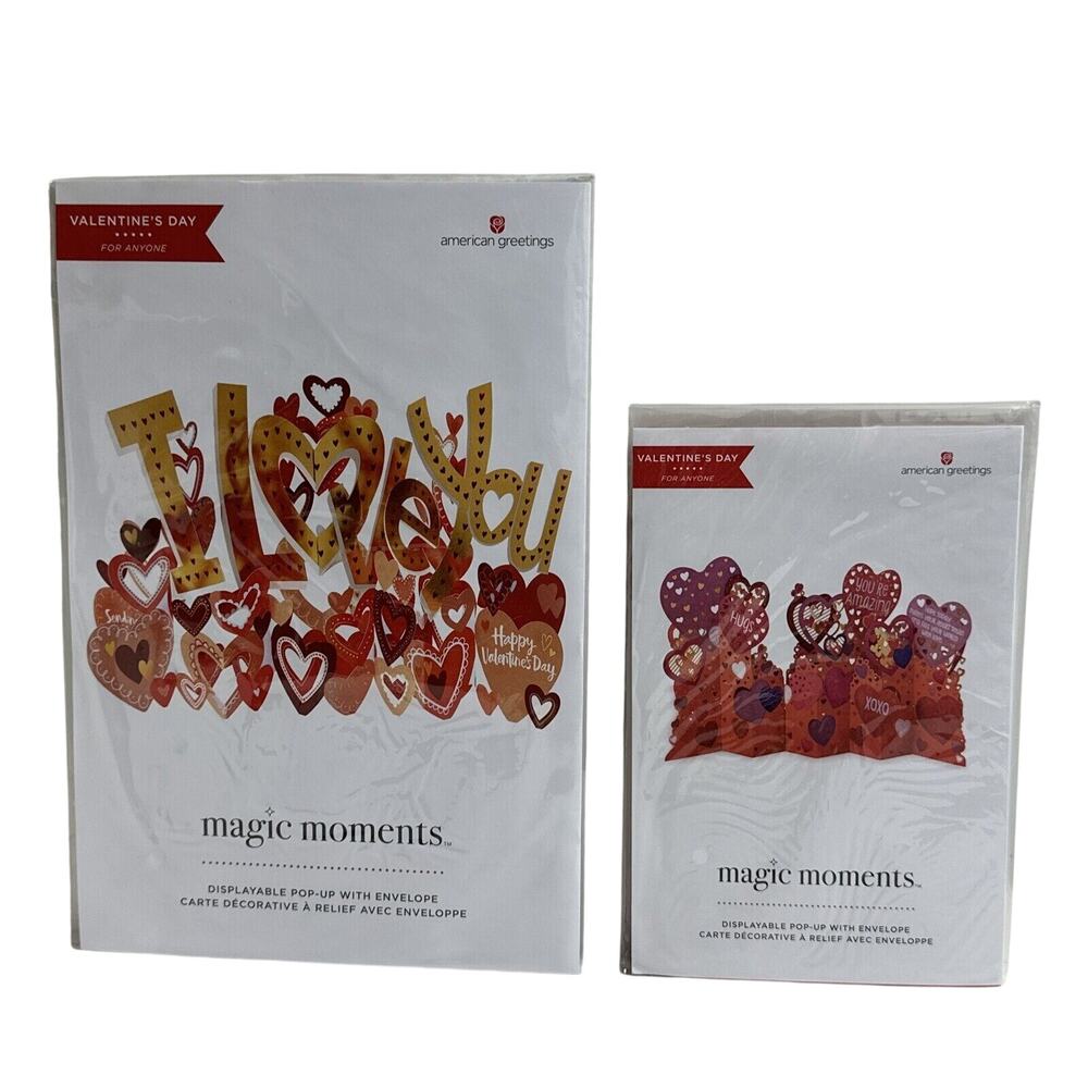 American Greetings Magic Moments Pop-Up Valentine's Day I Love U Cards Lot of 2